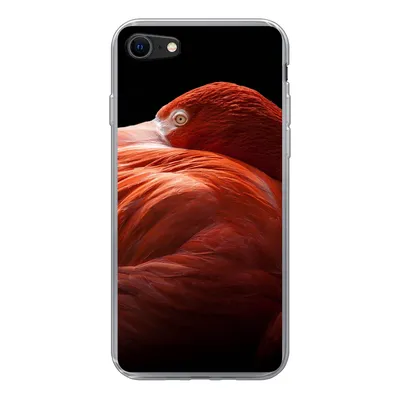 Produktbild von MuchoWow® Handyhülle Schutzhülle Hülle für iPhone SE 2020 Flamingo - Federn - Rosa Silikon Softcase Handy Hülle - Kartenbesitzer