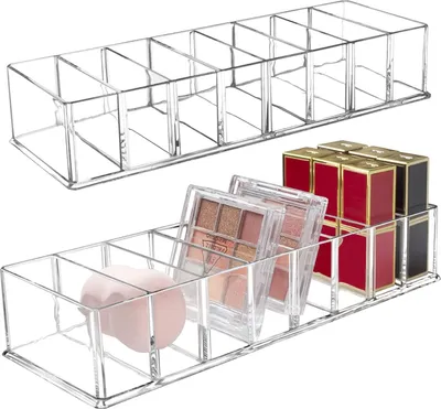 Productafbeelding van Cosmetic organizer 2 stuks, 8 compartimenten, doorzichtig acryl, voor badkamer