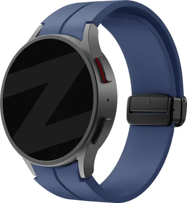 Produktbild von Bandz Silikonarmband mit D-Schnalle Galaxy Watch 7 (40&44 mm) / Watch 6 (Classic) / Watch 5 (Pro) / Watch 4 (Classic) / Watch FE – Smartwatch-Armband mit Magnetverschluss – dunkelblaues Silikonarmband