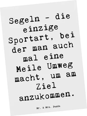 Produktbild von Mr. & Mrs. Panda Grußkarte Spruch Segeln Umweg - Weiß - Geschenk, Postkarte, Postkarten, Kunstkarten, Sport, Motivkarte, Wellen, Sportler Geschenke, Ansichtskarten, Wind