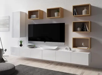 Productafbeelding van Woonkamerwand CALABRIA 37, wit / wit glanzend