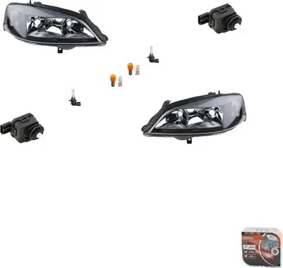 Immagine prodotto di Johns, fari neri + Osram Night Breaker Laser adatto per Opel Astra G L R 6207044 5288904AB 90590665 1216289 09194592 09199894 09201950 121