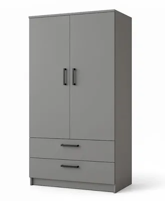 Produktbild von Kleiderschrank 2-türig mit 2 Schubladen – 90 cm Grafit