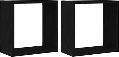 Produktbild von Würfel-Wandregale 2 Stk. Schwarz Eichen-Optik 30x15x30 cm