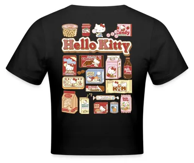 Produktbild von Spreadshirt Hello Kitty Snack Collage Crop Top, S, Schwarz