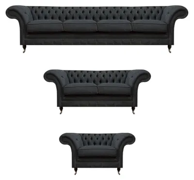 Immagine prodotto di Set di poltrone Chesterfield grigie per il soggiorno poltrone divani