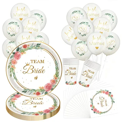 Partygeschirr-Set für Brautparty, 20-teilig, Papier, Blumenmuster
