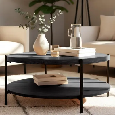 Immagine prodotto di Tavolino Edduma con 2 piani, colore grigio, dimensioni: 80x80x40 cm