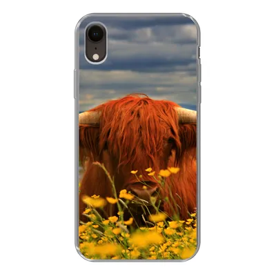 Produktbild von MuchoWow® Handyhülle Schutzhülle Hülle für iPhone XR Schottischer Highlander - Tiere - Blumen Silikon Softcase Handy Hülle - Schutzdeckel
