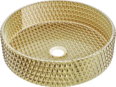 Obrázek produktu pro Mexen Aura skleněné umyvadlo na desku 39 x 39 cm, zlatá - 24013952