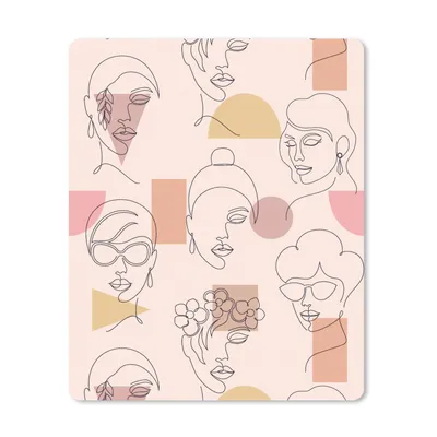 Produktbild von MuchoWow® Mauspad Mousepad Strichzeichnungen - Gesicht - Frauen - Muster 30x40 cm - Mousepads - Maus Mat - Pad - Mausunterlage - Mausmatten