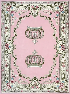 Produktbild von Pompöös by Casa Padrino Luxus Barock Teppich Krone von Harald Glööckler Rosa 200 x 300 cm