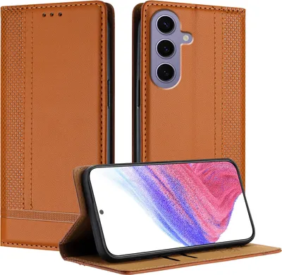 Produktbild von Handyhülle für Samsung Galaxy S24 Leder Flip Klappbare Schutzhülle mit Standfunktion Braun