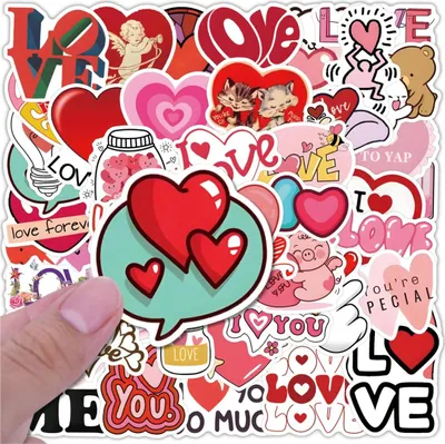 Produktbild von Valentinstag-Herzaufkleber-Set mit 55 DIY-Dekorationen