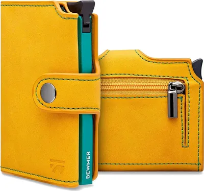 Produktbild von Shielded Slim Wallet mit Münzfach für Herren & Damen | Kartenetui mit Münzfach & RFID-Schutz & Anti-Cloning |für Scheine, Münzen & 9 Kreditkarten