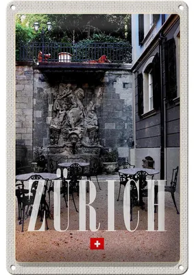 Produktbild von Blechschild Reise 20x30cm Zürich Schweiz Skulptur Architektur