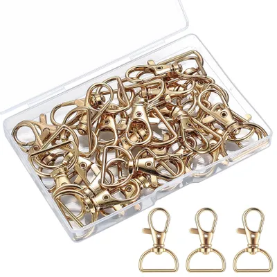 Produktbild von Schlüsselanhänger mit D-Ring und Karabiner - 50 Stück - Goldfarben