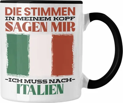 Produktbild von Trendation - Italien Tasse Urlaub Heimat Geschenk Spruch Italiener Geschenkidee (Schwarz)