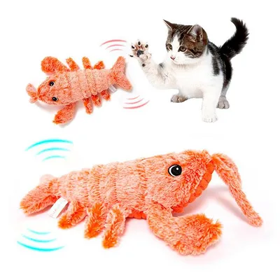Immagine prodotto di Gioco interattivo aragosta per cani e gatti 35 cm, movimento con sensore, ricarica USB, peluche anti noia - LobsterToy