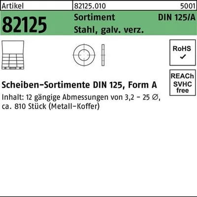 Produktbild von Scheibensortiment DIN 125 810tlg. Stahl galvanisch verzinkt