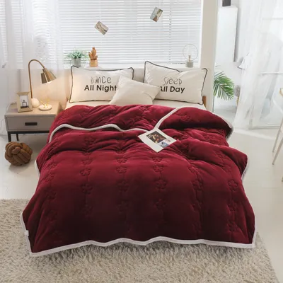 Produktbild von Dick Warm Winter Bettdecke, Steppdecke Aus Mikrofaser, Flanell Plüsch Bettdecke mit Daunen und Federn Füllung, Medium Wärme Daunen Bettdecke 370gsm,Rot,230x200cm