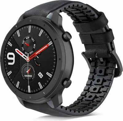 Produktbild von Strap-it Xiaomi Amazfit GTR Silikon-/Lederarmband (Schwarz)