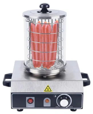 Immagine prodotto di Riscaldatore per hot dog, coperchio in vetro trasparente, coperchio facilmente accessibile, colore argento