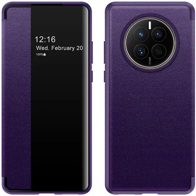 Obrázek produktu pro Pouzdro pro Huawei Mate 50 tenkéPolyuretankožené klopové pouzdro s okénkem pro zobrazení Fialová