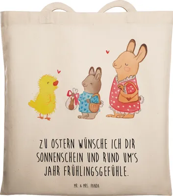 Produktbild von Mr. & Mrs. Panda Beutel Ostern Geschenke - Transparent - Geschenk, Schultasche, Tote Bag, Shopping Tasche, Hase, Jutebeutel, Osterhase, Frühling, Ostergrüße, Ostereier