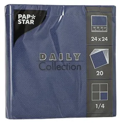 Produktbild von 400 Servietten "DAILY Collection" 1/4-Falz 24 cm x 24 cm dunkelblau