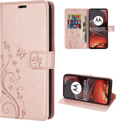 Produktbild von Hülle für Motorola Moto G15 / G15 Power Handyhülle mit [Standfunktion][Kartenfächern] in Rosegold