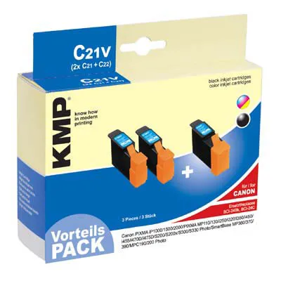 Obrázok produktu pre KMP C21V, Čierna, Azúrová, Purpurová, Žltá, 3 kusov, Viacnásobné balenie