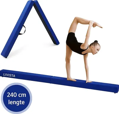Zdjęcie produktu dla Drążek gimnastyczny Livista - Do użytku domowego - Równoważnia - Trener równowagi - Zabawka do balansowania - Niebieski - 240 cm - W zestawie. Torba transportowa
