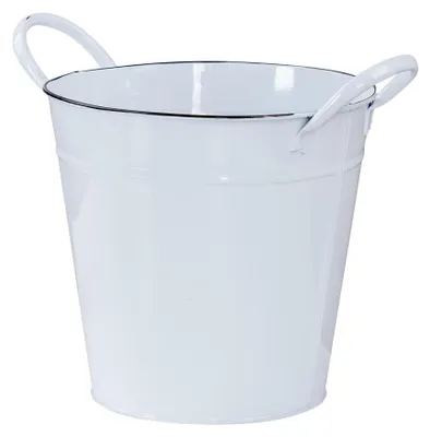 Produktbild von Weiße Metallpflanzenpot mit Griffen