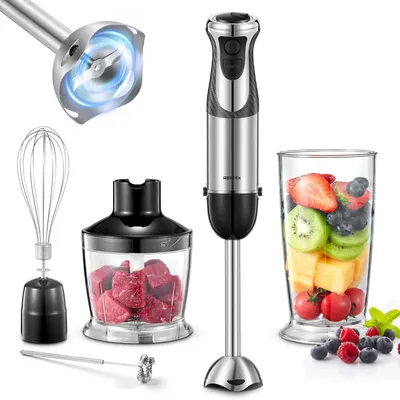 Stabmixer 5-in-1, 1000 W, 12 Stufen, Edelstahl, inkl. Zubehör