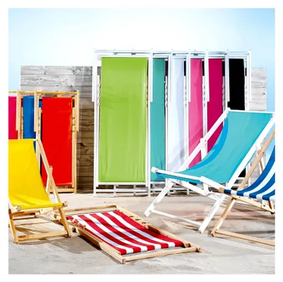 Produktbild von Klappbarer Strandstuhl mit Canvas-Stoff in Rosa 110 x 56 cm
