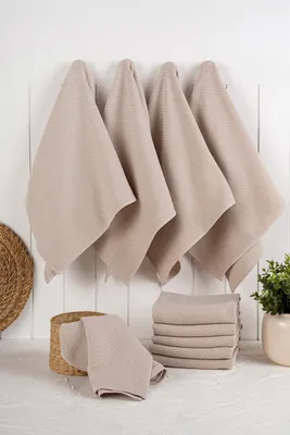 Produktbild von Hermia Concept, Eloise - Beige, Küchenhandtuch-Set (10-teilig), 90 % BAUMWOLLE / 10 % POLYESTER, Beige, 43 x 76 x 3 cm