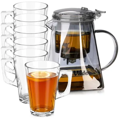 Produktbild von Vilde | Teekanne 730 ml - Glaskanne mit Sieb - 6 Gläser 255 ml - Spülmaschinenfest