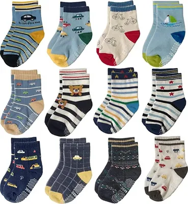Produktbild von 12 Paar Baby Socken Antirutsch Anti-Rutsch Kinder Kleinkinder Babysocken für Baby Jungen und Mädchen，1-3 Jahre