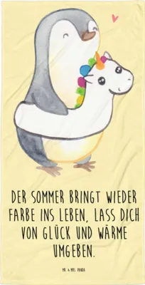 Produktbild von Mr. & Mrs. Panda Handtuch Sommerfarben - Gelb Pastell - Geschenk, Duschtuch, Badehandtuch, Sommerferien, Sommerprodukte, Winter, Blühende Blumen, Sommer, Großes, Strand