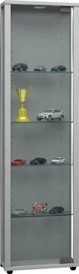 Immagine prodotto di Vetrina in piedi | Vetro con vetro di sicurezza ESG | Dimensioni ca. H. 115 x W. 33 x D. 18 cm | Vetro per stand | Moderno e salvaspazio | Espositore in vetro – Edana Mini