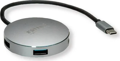 Produktbild von ROLINE USB 3.2 Gen 1 Hub, rund, 4fach, Typ C Anschlusskabel