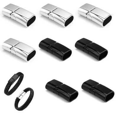 Magnetische Armbandverschlüsse, 8 Stück, Silber & Schwarz, Legierung