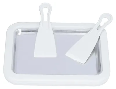 Eismaschine, Edelstahl, abnehmbar, mit 2 Spateln & Antifrostrahmen, Weiß
