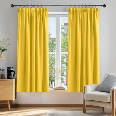 Produktbild von Vorhang Blickdicht Kräuselband Thermogardine Kälteschutz Senfgelb 2er Set 138x117cm