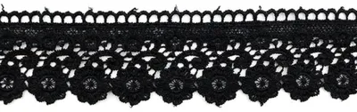 Spitzenband, 3 m x 5,5 cm, Baumwolle, schwarz, Vintage-Stil