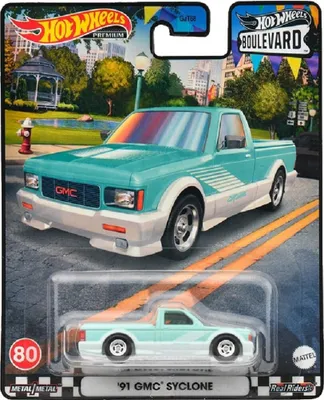 Immagine prodotto di Hot Wheels GJT68-HKF24 GMC Syclone turchese/bianco 1991 - Boulevard 80 circa, modellino in scala 1:64