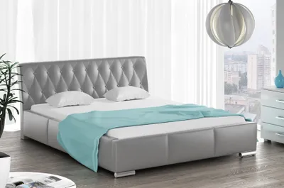 Produktbild von Polsterbett Bett Doppelbett THORE Kunstleder Grau 180x200cm