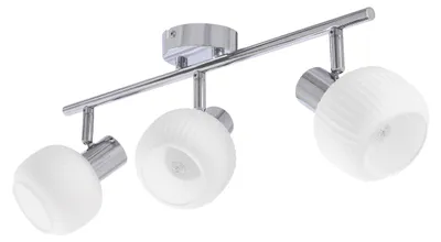 Obrázok produktu pre Stropná lampa s bielymi rýhovanými tienidlami Andrus, strieborná a biela, 3xE14x40W, kov, rozmery: 19x50x8 cm, IP20, Candellux