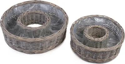 Produktbild von Runde Pflanz-Schalen für außen Pflanz-Ringe grau 40, 50 cm